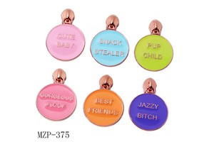 Custom Handbags Metal Zipper Puller Slider Brand Logos Round Shape Purse Zipper Tags Enamel Accessory Metal Zipper Puller Charms