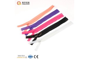 Wholesale #3 Invisible Colorful Lace Fabric Edge Tape Nylon Closed-end Zipper for Dresses