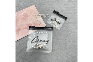 PVC Frosted Slider Zipper Plastic Bag for Jewelry/Necklace, Mini Accessories PVC Zip Lock Bag With Custom Print Logo for Garment
