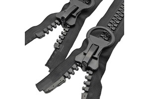 8# Resin Zipper Black White Double Sliders Down Jacket Coat Bag Tent Long Chain Two Pullers with Double Openings Plastic Zipper