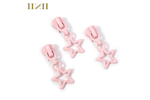 Customized Plating Colorful Size 5 Metal Zipper Sliders Nylon Star Shape Zipper Pull Pink Lock Head Puller for Bags