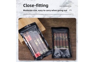 Custom Logo Printing Cigar Wrap Slider Zip Lock Tobacco Plastic Bag Cigar Humidor Bag Zipper Packaging Pouches
