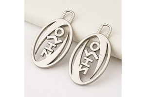 Customize Oval 5# Silver Metal Zipper Puller with Cut Out Logo for Jacket Jeans Hoodie