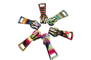 Hengda Factory Customizedfashion Coloured logo Zipper Pulls Metal Zipper Slider rainbow Zip Pullers