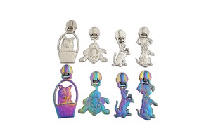 Custom Creative Pattern Rainbow Color Metal Zipper Slider Nylon Zipper Puller for Bags