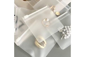 Zip Lock Custom Printed Logo Clear PVC Jewelry Frosted Plastic Bag with Slider Zipper EVA Mini Frosted Jewelry Bag With Logo