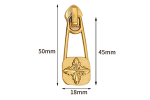 Custom Zinc Alloy Rectangle Pattern Luxury Fashion Decorative Garment Zipper Pull Slider for Clothing Bags & Shoes