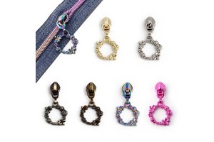 Nolvo World 5# Nylon Zipper Pullers DIY Sewing Accessories Flower-Circle Metal Zipper Sliders for Purse Handbag Making Sewing