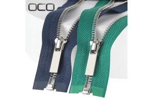 OCO Custom Zipper Jacket Sewing Metallic Zipper 5# Metal Zipper with Open End for Clothing and Accessories