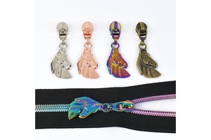 Meetee ZT870 5# Colorful Bag Garment Zip Repair Kit Horse Head Pattern Spot Lacquer Process Zip Pull Nylon Zipper Slider