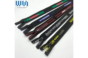 WS Custom Logo 3#5# Printing Multi Color PU TPU PVC Long Chain Waterproof Zipper