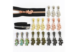 Meetee XP161 5# Colorful DIY Garment Accessories Auto-Lock Zip Slider for Coat Bags Creative Flower Puller for Nylon Zippers