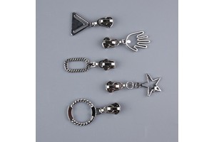 3#5#8#in Stock Zipper Bag Puller Logo Hanging Decoration Zipper Head Customize Pattern Hook Head Piece Zipper Pulls For Metal