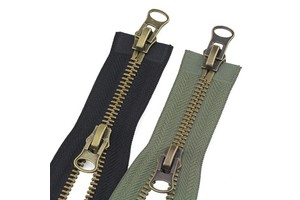 8# Vintage Double Slider Eco-Friendly Sewing Zipper 70/80/90/100/120cm Brass Metal for Coat Jacket DIY Clothing Sewing