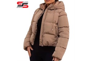 Women Puffer Jacket Crop Top Hot Selling Cold Weather Jacket With Full Customization on Trending