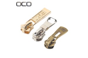 OCO New Design Gold 3# 5# 7# Metal Zipper Slider Custom Logo Puller Zipper Head Manufacturers for Jacket