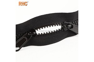 High Quality No.5 Double Puller Slider Zipper Closed-End Non-Lock for Vislon Resin From Zipper Factory