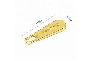 Custom Gold Plated 5# Metal Zipper Pull with Logo for Handbags