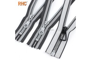 RHC Wholesale Open End Resin Zips High Light Luminous No.5 for Vislon Custom Zipper Reflective Strip for Jackets Made of Plastic