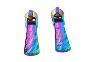 Fashion Embossed Colorful Brand Logo Custom Designer Double Metal Zipper Puller Head With Slider for Garment