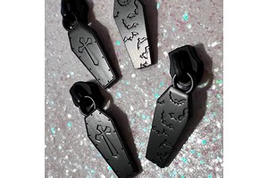 Oco Custom Size Matte Black Zipper Puller Double Sider #5 Pull Batty Coffin Handbag Garment Clothing