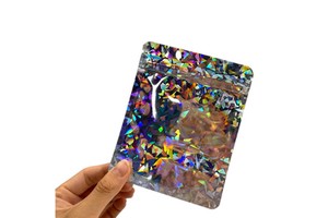 Mylar Bags Holographic Smell Proof Packaging Bag Resealable Zipper Sealable Pouch Bags Sample Jewelry Lipgloss Food Soap