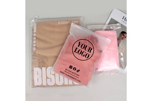 Custom Printed Logo Zipper Plastic Transparent Frosted CPE Slider Zip Lock Packaging Bag for Clothing Underwear