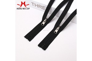 HW OEKO Certification 20cm Black #3 Nylon Double-sided Guide Slider Zipper with Auto-locking Closed End Zipper 3