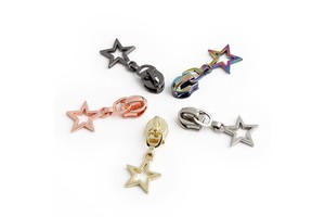 Hot Selling High Plating Colorful Size 5 Metal Zipper Sliders Nylon Stars Heart Shape Zipper Pull Lock Head Puller for Bags