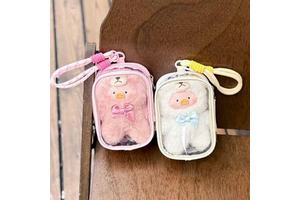 Custom Transparent PVC Slider Bag Zipper Fashionable Fur for Ball Storage Case Student Backpack Plush Toy Protective Storage Bag