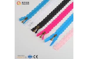 Factory Wholesale Spot 3# Nylon 6 Colors Lace Perforated Lace Polyester Zipper for Pillow Pocket