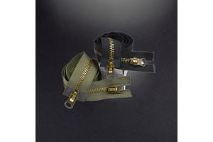 8# Garment Zipper Close Ended Double Slider Open Ended Auto Lock Black Color Silver Teeth Metal Copper Zipper for Clothing