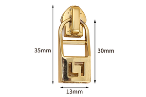Wholesale Logo Blanks Brand Zipper Charm Decoration Coat Rectangle Pattern Zinc Alloy Metal Die Casting Bags Puller Zipper Tags