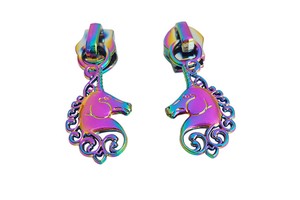 Wholesale rainbow Plating Pulls Fashion Design Metal Zipper Ends Head Nylon Metal 5# Handbag Metal Pulls