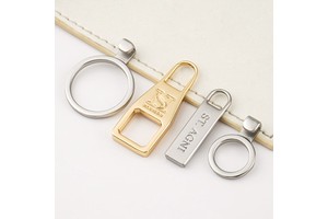 Garment Accessories Nickel Metal Zipper Puller Custom 3# Engraved Logo Zipper Pulls 5# Metal Zip Puller for Bags