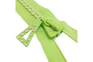 No. 8 High Quality Open-End Rhinestone Zipper with Auto Lock Slider Grade A/B/C Available for Bags Garments Shoes Home Textiles