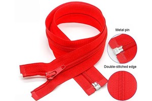The 5# Red Customizable Nylon Zipper Suitable for Down Jackets, Bags, and School Uniforms