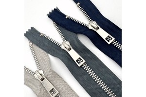 2026 NEW KJ Customized Eco-Friendly Open-End Metal Jacket Zipper with Auto Lock White Silver Finish and Brass Teeth Zipper