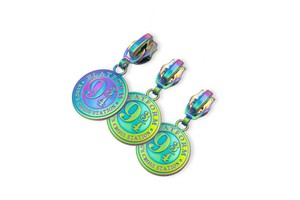 HOT SALES Customized Rainbow/matte rainbow Color #5 Nylon Metal Zip Pullers for Garments or Bags