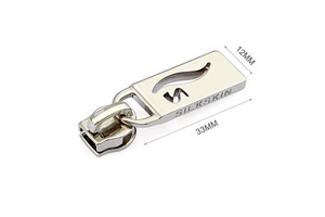 Custom 5# Silver Cut-Out Logo Metal Zipper Puller and Slider for Purses Bags Backpack Handbags