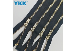 High Quality for YKK 5# Long Chain Open-End Double Slider Zipper Light Golden Eco-Friendly Nylon & Metal for Bags & Garments