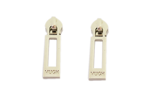 High Quality Engraved Silver Name Logo Custom Metal Locking Zipper Puller Slider for Handbags