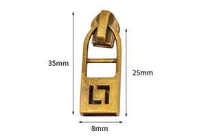 Wholesale Durable Rectangle Zinc Alloy Zipper Sliders for Bags with Die Casting Puller and Charm Decoration