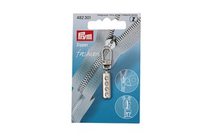 Prym 482301 Fashion Garment Metal Silver Rhinestones Zipper Puller Slider for Clothing, Bags