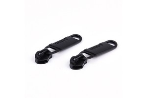 Dawei Brand Metal Slider Zipper Two Slider and Puller the Head Design logo Metal Zipper Slider Clothing Bag Packing