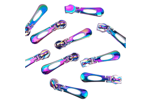 Custom-sized Rainbow-colored Metal Chrome-plated Nickel-free Zipper Sliders for Clothing Accessories Zipper Sliders