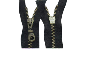 For YKK No. 5# Double Open Zipper 70CM-120CM Bronze with Black Edge Eco-Friendly Brass Metal for Jackets or Coats