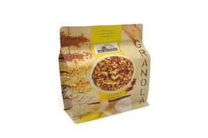 Whole Sale LOW MOQ Custom Print 500g 1kg Flat Bottom Kraft Paper Mylar Granola Cereal Dried Fruit Grain Pease Food Packaging Bag
