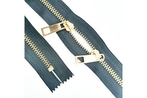 Metal Zipper with Y Teeth Zip Brass 5# Two-way Zipper Tape Color Customization Zipper with Double Sliders Zip