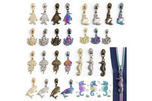 Luxury Design Zipper Pullers 5# Nylon Metal Zipper Pulls Sea Element Pattern Zipper Slider for Bag/Purse/pouch